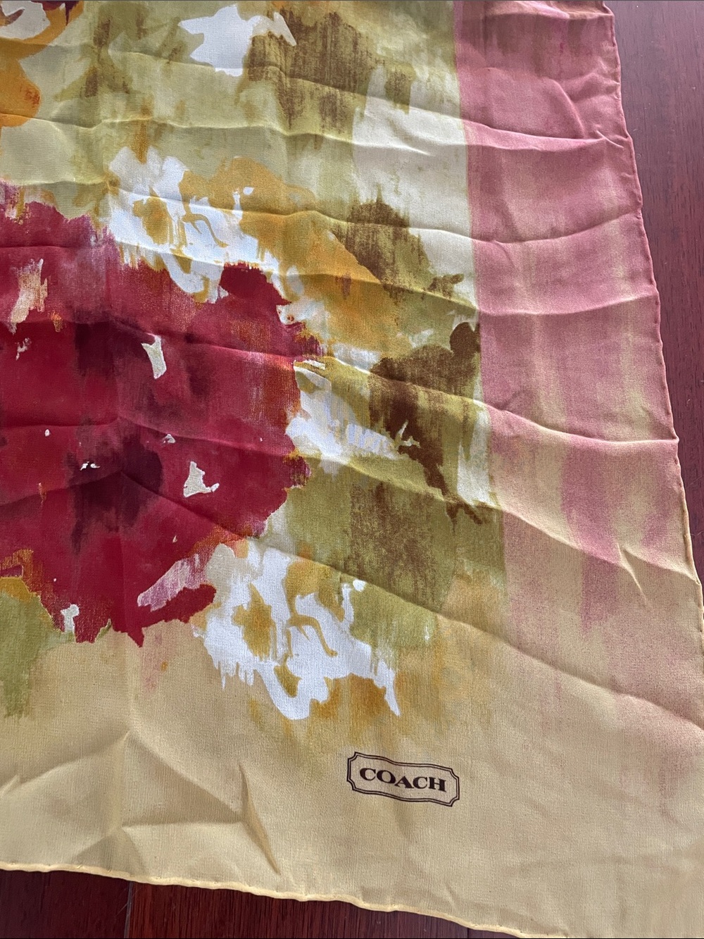 Extra Large COACH 100% SILK Floral Scarf - Picture 9 of 9